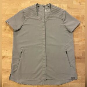Figs Technical Collection Scrub Top Womens, Grey, Button up